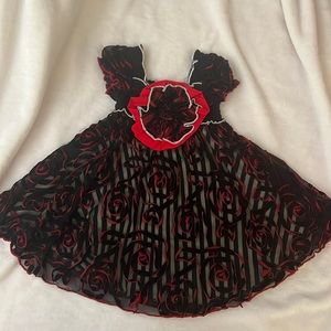 Toddler 24mo dress. High quality red white and black dress with flower detail.